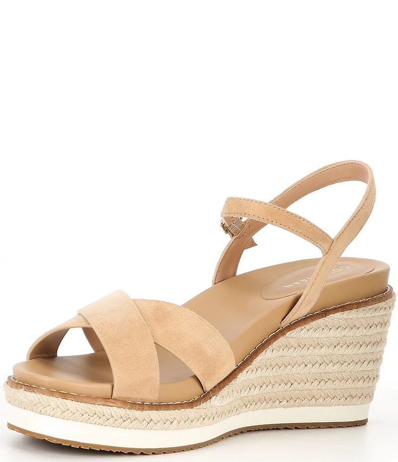 Cole Haan CLOUDFEEL Silvee Suede Platform Wedge Espadrille Sandals