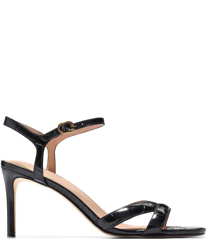 Cole Haan Constantina Crocodile Embossed Leather Dress Sandals
