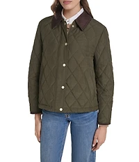 Cole Haan Cross Hatch Faux Suede Point Collar Snap Front Barn Style Jacket