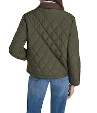 Cole Haan Cross Hatch Faux Suede Point Collar Snap Front Barn Style Jacket