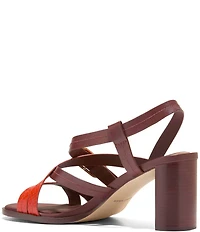 Cole Haan Dillon Leather Snake Print Accent Strappy Block Heel Sandals