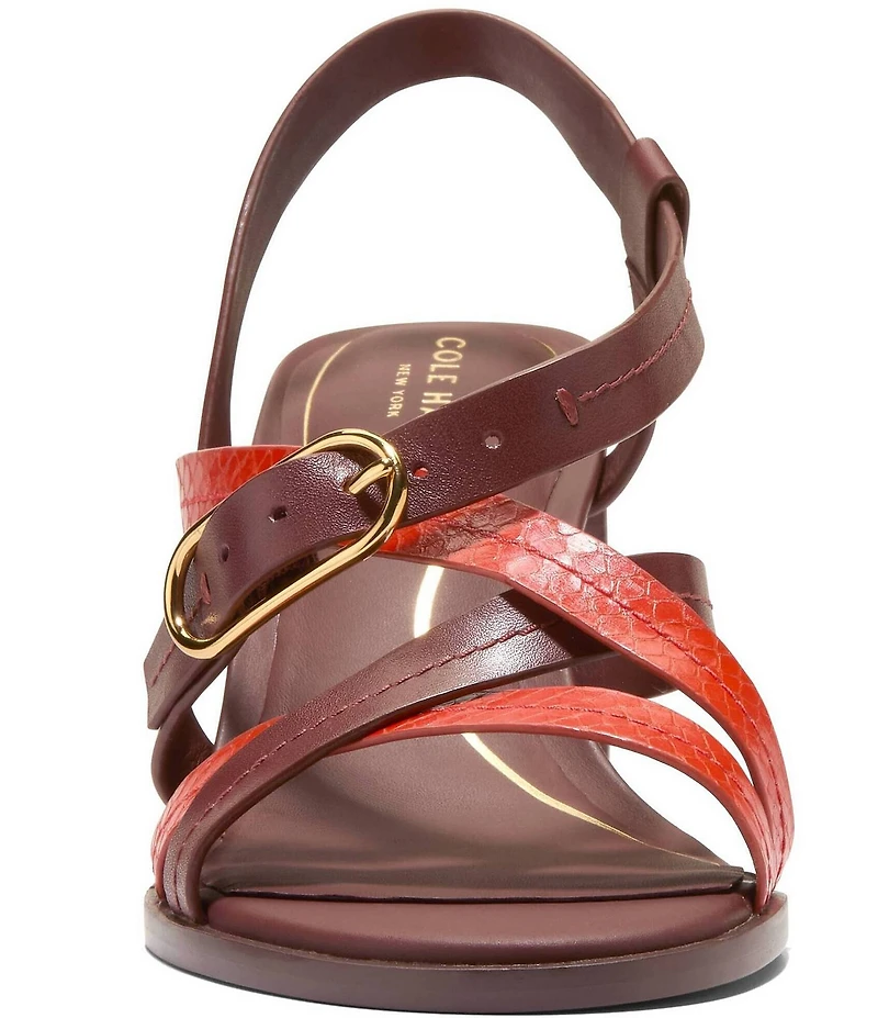 Cole Haan Dillon Leather Snake Print Accent Strappy Block Heel Sandals