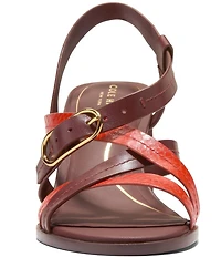 Cole Haan Dillon Leather Snake Print Accent Strappy Block Heel Sandals