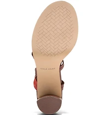 Cole Haan Dillon Leather Snake Print Accent Strappy Block Heel Sandals