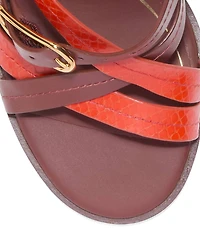Cole Haan Dillon Leather Snake Print Accent Strappy Block Heel Sandals