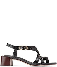 Cole Haan Dillon Leather Snake Print Strappy Block Heel Sandals