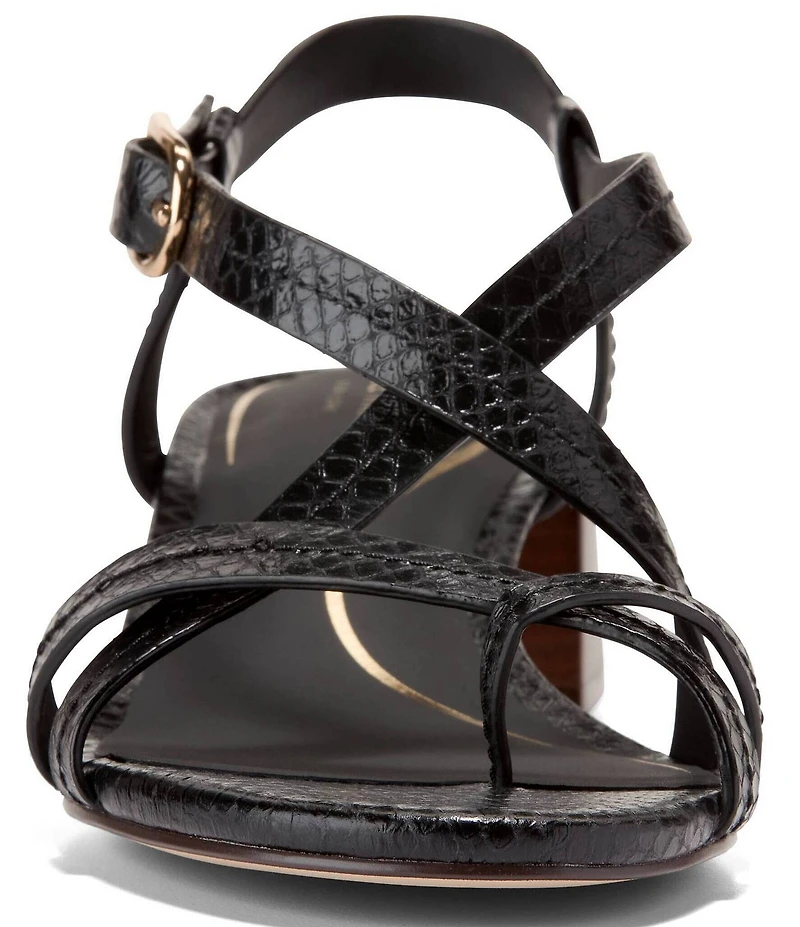 Cole Haan Dillon Leather Snake Print Strappy Block Heel Sandals