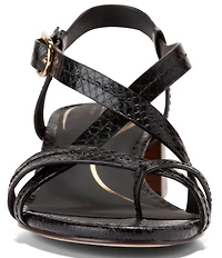 Cole Haan Dillon Leather Snake Print Strappy Block Heel Sandals