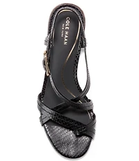 Cole Haan Dillon Leather Snake Print Strappy Block Heel Sandals
