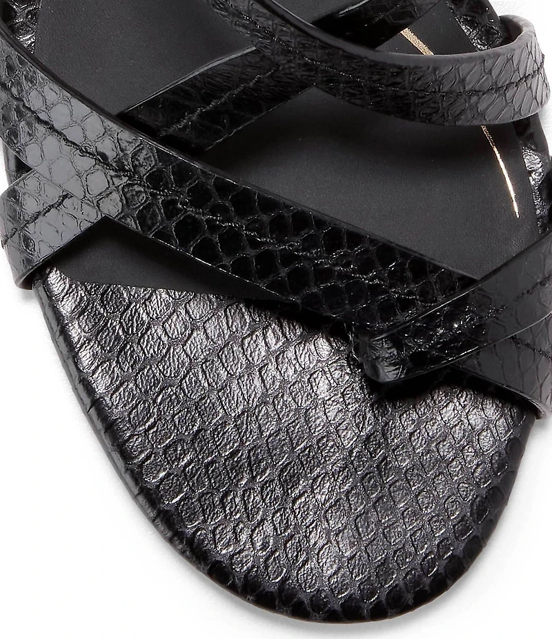 Cole Haan Dillon Leather Snake Print Strappy Block Heel Sandals