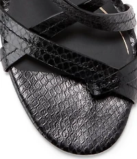 Cole Haan Dillon Leather Snake Print Strappy Block Heel Sandals