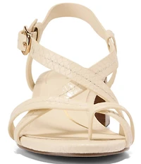 Cole Haan Dillon Leather Snake Print Strappy Block Heel Sandals
