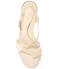 Cole Haan Dillon Leather Snake Print Strappy Block Heel Sandals