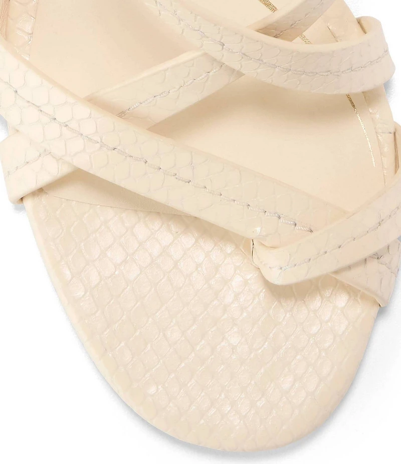 Cole Haan Dillon Leather Snake Print Strappy Block Heel Sandals