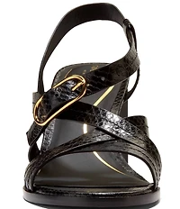Cole Haan Dillon Snake Print Leather Strappy Block Heel Sandals