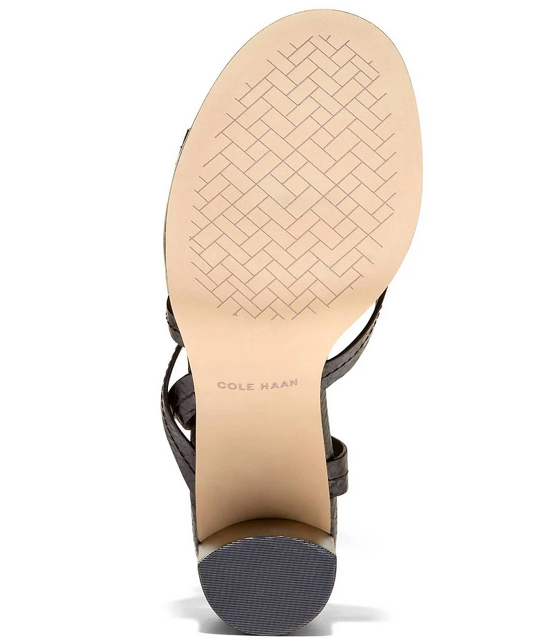 Cole Haan Dillon Snake Print Leather Strappy Block Heel Sandals