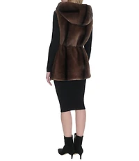 Cole Haan Faux Fur Hood Belted Vest