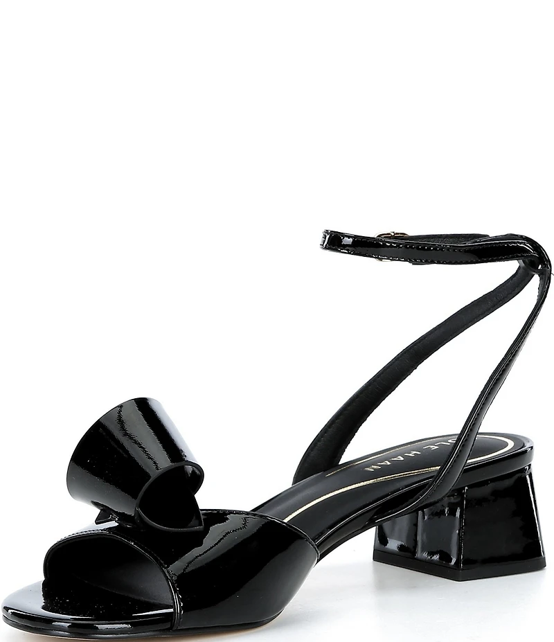 Cole Haan Florette Patent Leather Ornamented Block Heel Dress Sandals