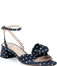 Cole Haan Florette Polka Dot Satin Ornamented Block Heel Dress Sandals