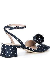 Cole Haan Florette Polka Dot Satin Ornamented Block Heel Dress Sandals