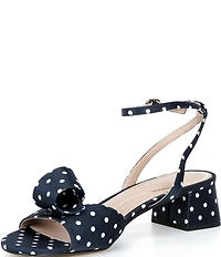 Cole Haan Florette Polka Dot Satin Ornamented Block Heel Dress Sandals