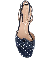 Cole Haan Florette Polka Dot Satin Ornamented Block Heel Dress Sandals