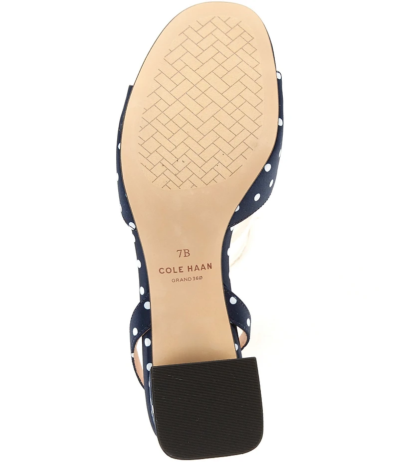 Cole Haan Florette Polka Dot Satin Ornamented Block Heel Dress Sandals