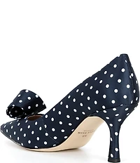 Cole Haan Florette Polka Dot Satin Ornamented Pointed Toe Pumps