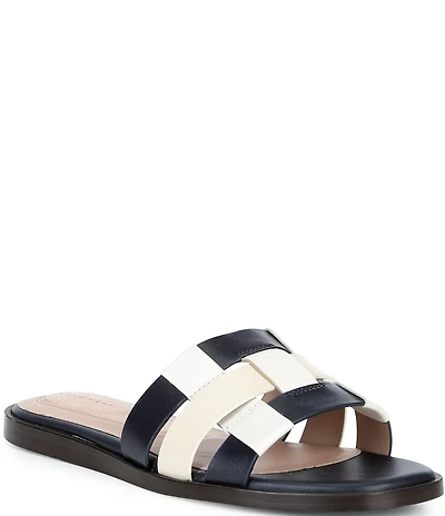 Cole Haan Go-To Ensley Colorblock Woven Leather Slide Sandals