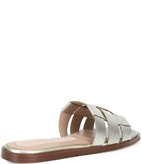 Cole Haan Go-To Ensley Metallic Woven Textured Leather Slide Sandals