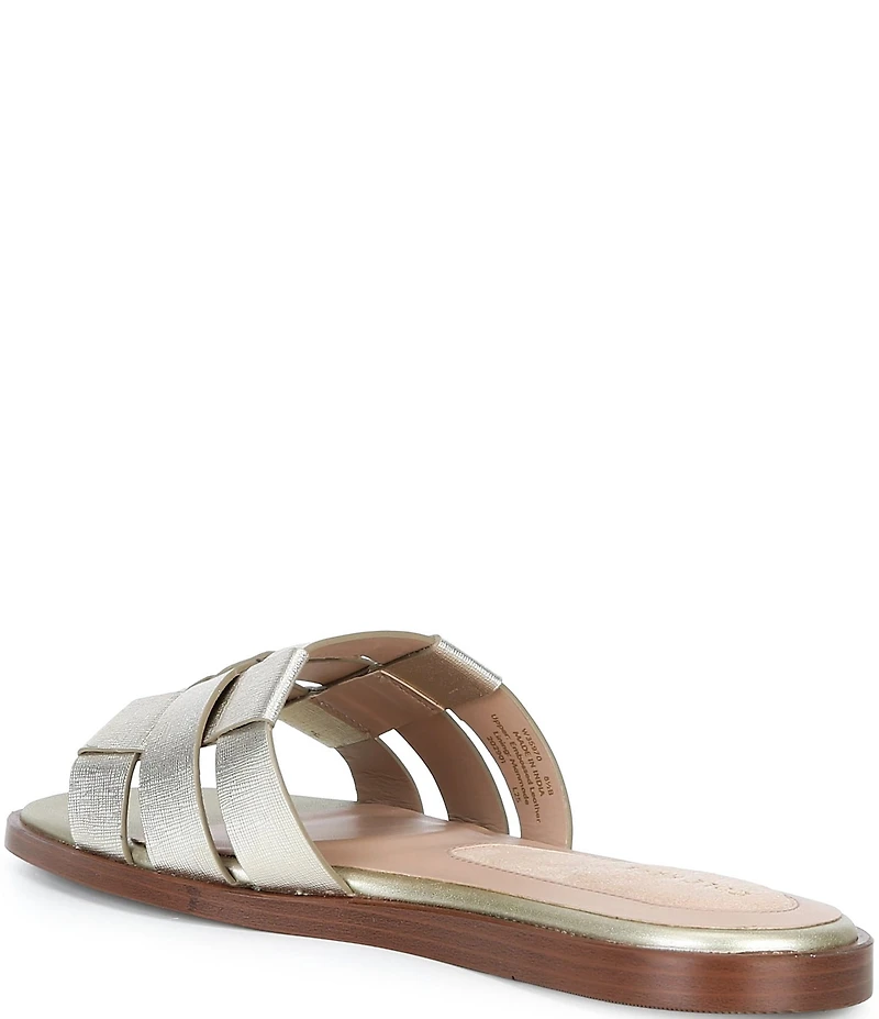 Cole Haan Go-To Ensley Metallic Woven Textured Leather Slide Sandals