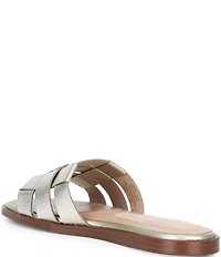 Cole Haan Go-To Ensley Metallic Woven Textured Leather Slide Sandals