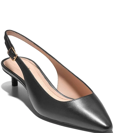 Cole Haan Go-To Jocelyn Leather Kitten Heel Slingback Pumps