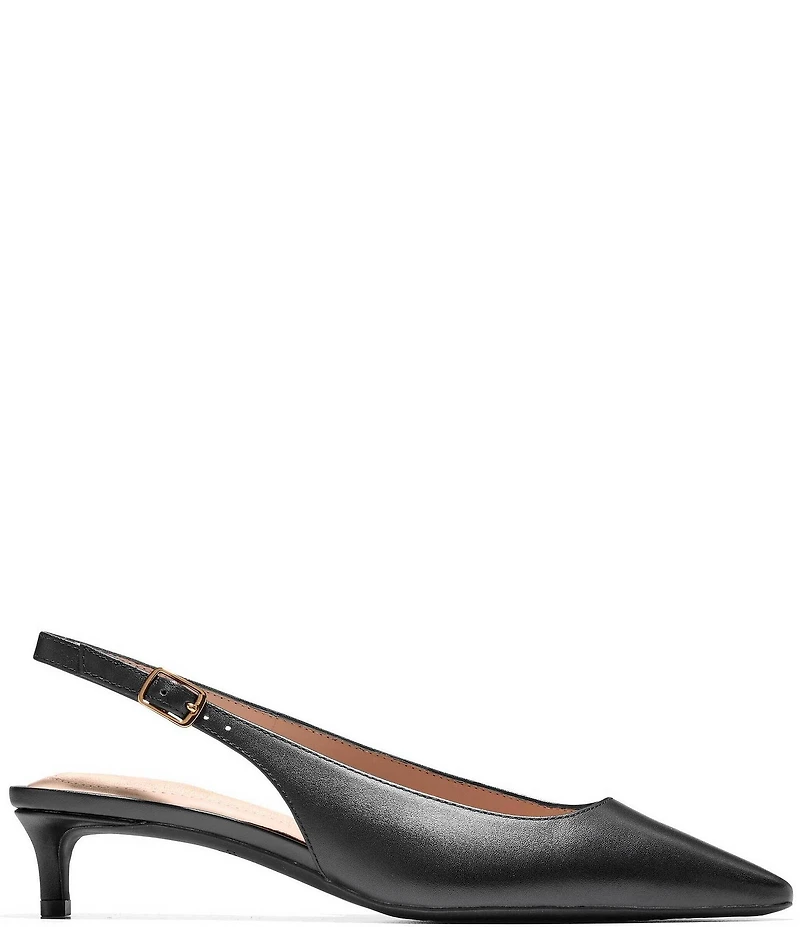 Cole Haan Go-To Jocelyn Leather Kitten Heel Slingback Pumps