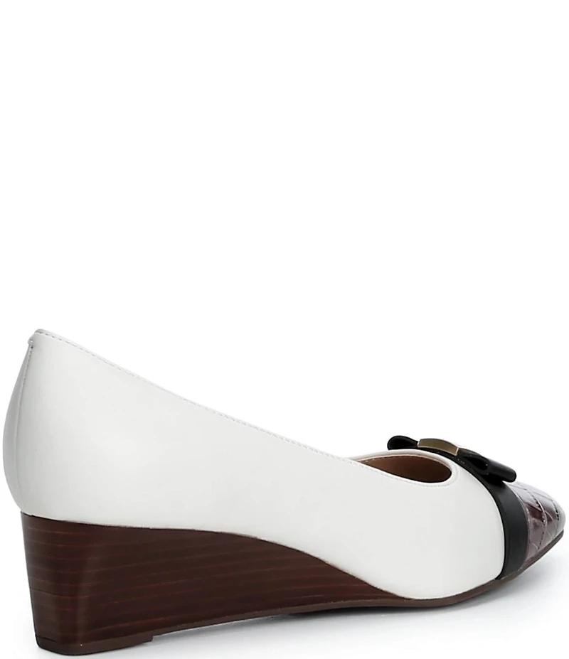 Cole Haan Go-To Malta Leather Closed Cap Toe Bow Wedge Pumps