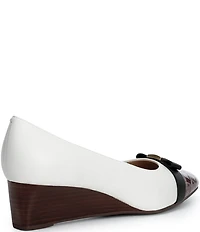 Cole Haan Go-To Malta Leather Closed Cap Toe Bow Wedge Pumps