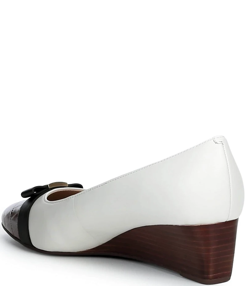 Cole Haan Go-To Malta Leather Closed Cap Toe Bow Wedge Pumps