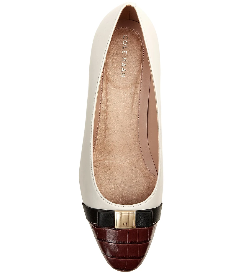 Cole Haan Go-To Malta Leather Closed Cap Toe Bow Wedge Pumps