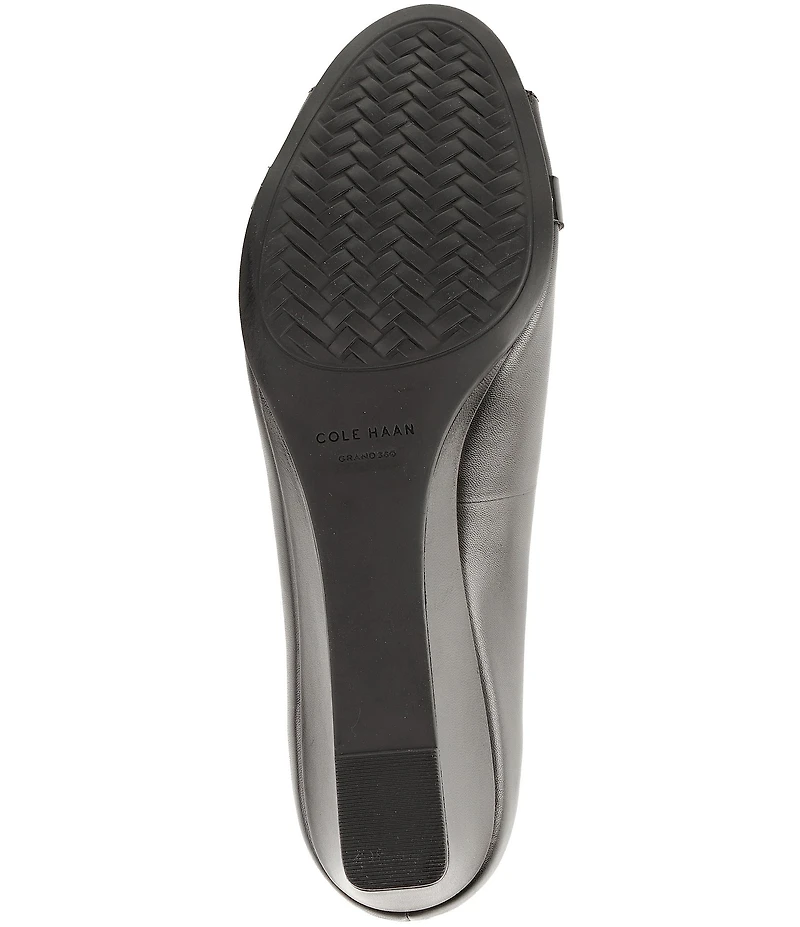 Cole Haan Go-To Malta Leather Peep Toe Bow Wedge Pumps