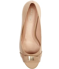 Cole Haan Go-To Malta Leather Peep Toe Bow Wedge Pumps