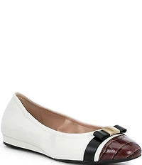 Cole Haan Go-To Tova Croco Cap Toe Bow Ballet Flats
