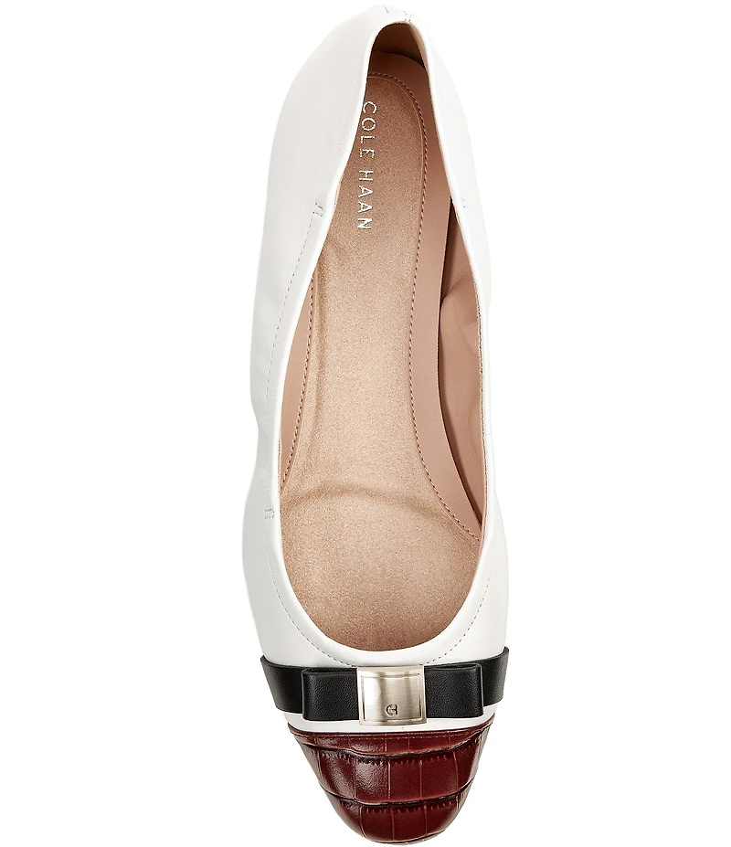 Cole Haan Go-To Tova Croco Cap Toe Bow Ballet Flats