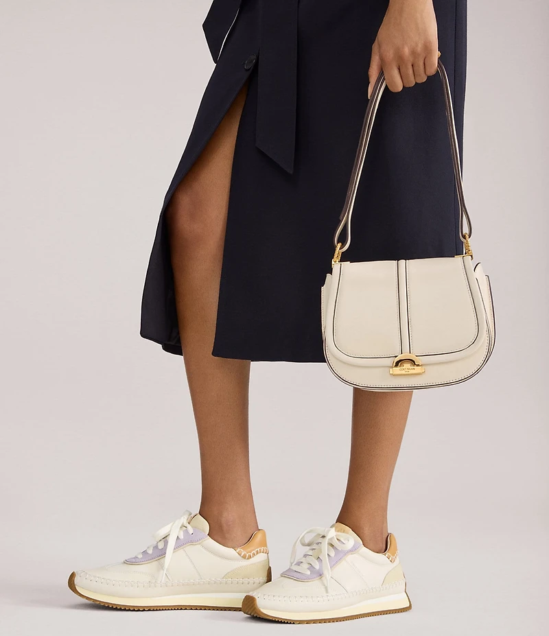 Cole Haan GrandPro Premier Leather and Suede Lace Up Runner Sneakers