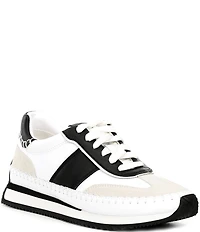Cole Haan GrandPro Premier Leather and Suede Lace Up Runner Sneakers