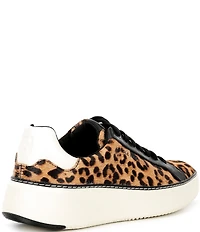 Cole Haan GrandPro Topspin Leopard Printed Haircalf Lace Up Sneakers