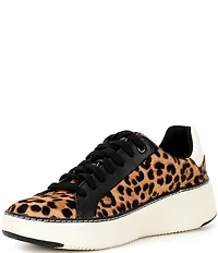 Cole Haan GrandPro Topspin Leopard Printed Haircalf Lace Up Sneakers
