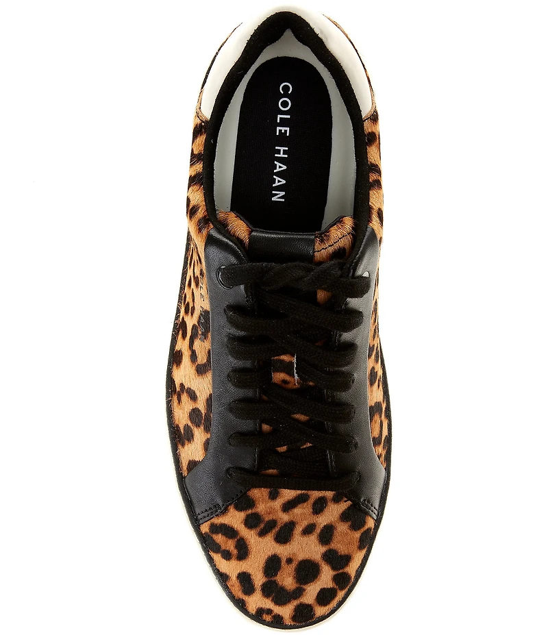 Cole Haan GrandPro Topspin Leopard Printed Haircalf Lace Up Sneakers