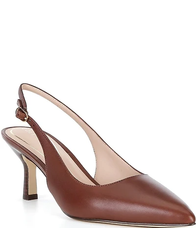 Cole Haan Hansell Leather Slingback Stack Heel Pumps