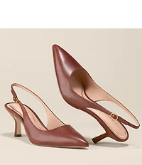 Cole Haan Hansell Leather Slingback Stack Heel Pumps