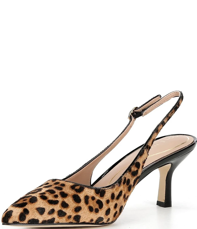 Cole Haan Hansell Leopard Print Haircalf Slingback Pumps